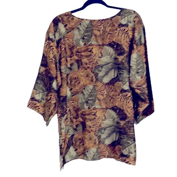 Silk Touch leopard and leaves print hand washable silk simple tunic XL - Picture 4 of 8